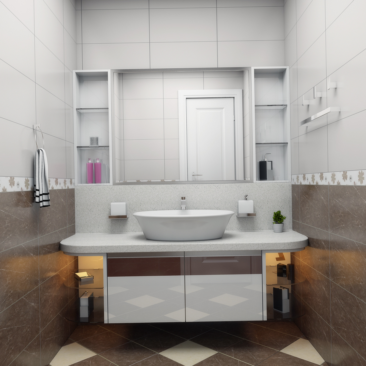Mẫu tủ lavabo MT02 cho phòng tắm rộng